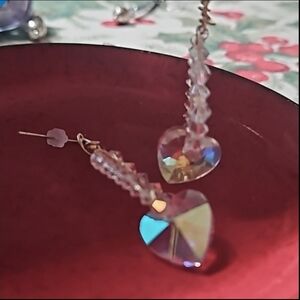 COPY New exquisite Crystal Hoop earrings Heart Center Bottom Great Prisimwork